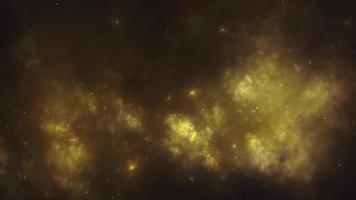 Abstract Golden Space Nebula Background with Twinkling Stars