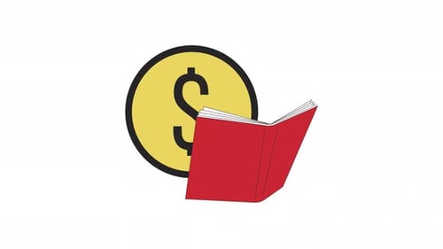 Bookkeeping Coin Book Line 2D Animation