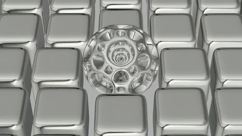 Luxus-Hintergrund mit Bewegung über silbernen Würfeln, Reflexion, exklusiv, 3D-Render, Figuren