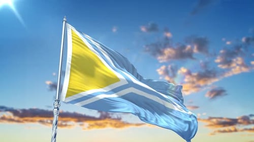 Realistic 3D Animated Flag Waving in Blue Sky