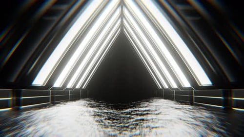 Red And White Neon Moving Triangular Arch Tunnel Background Vj Loop In 4K
