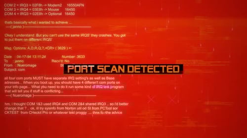 Port Scan Detected Warning Text On Hacking Background Screen