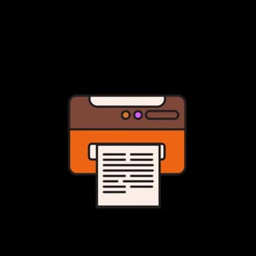Flat Design Printer Icon Animation with Document Printout