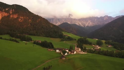 Idyllic Val di Funes in the Dolomites with iconic Santa Maddalena church, Odle Mountains backdrop