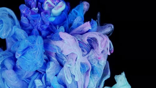 Abstract Color Ink Swirl on Black Background