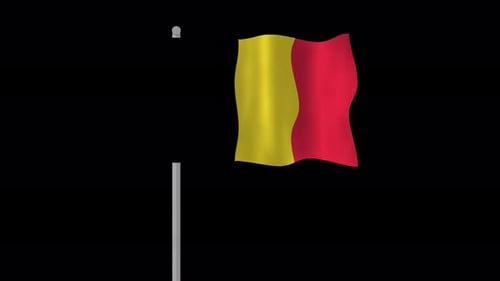 Waving Belgium Flag Animation on Flagpole