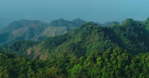 Panoramic Aerial Landscape of Tropical Forest Mountains
