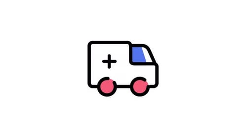 Animated Flat Design Ambulance Line Icon