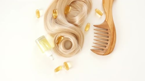 Blonde Hair and Beauty Products Still Life