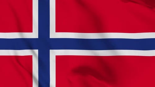 Waving Flag of Norway with Realistic Fabric Texture