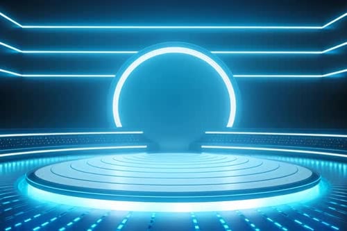 Futuristic Neon Glowing Stage Podium Loop Background