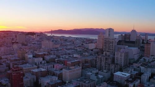 Golden Sunrise Aerial View of San Francisco Skyline