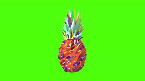 Multicolored pineapple on green