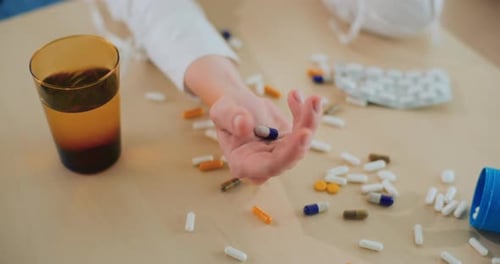 Hand and Pills on Table
