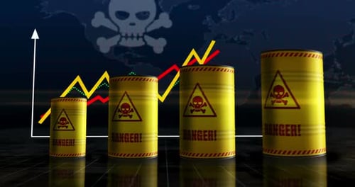 Hazardous Barrels and Rising Graph Environmental Risk Animation