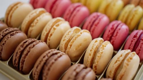 Macaroons Sweet Almond Dessert Delicious Gourmet Food Background on the Table Rustic Food Top View