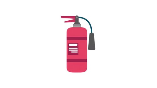 Flat Design Fire Extinguisher Animation Spraying Foam