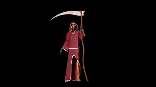 Grim Reaper Stand Idle With Dynamic Dress Simulate in Wind