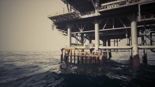 Oil Rig Structure Supporting Offshore Operations in a Marine Environment