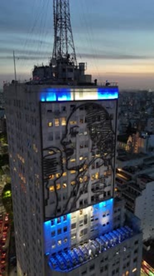 Evita 9 de Julio Avenue Buenos Aires Argentina Aerial Portrait View 2