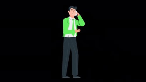 Empresario en verde en el teléfono 4K Alpha