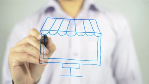 Loja online, escrita na tela