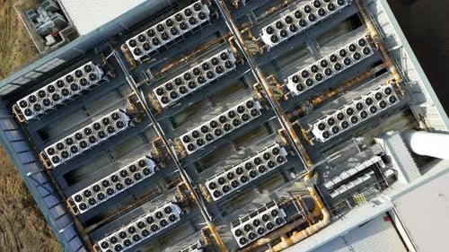 Aerial view of Rye House Power Station, United Kingdom.