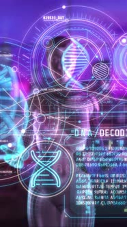 Futuristic DNA Decoding Medical Data HUD Loop
