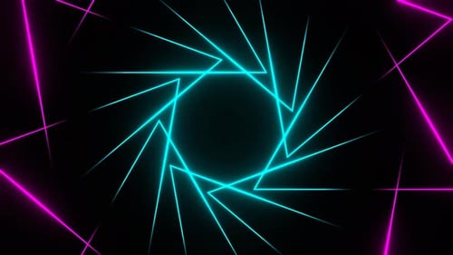 Cyan And Pink Neon Lights Moving In Triangles Background Vj Loop In 4K