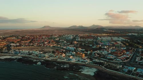 Luftaufnahme von Corralejo Town, Fuerteventura, Kanarische Inseln, Spanien