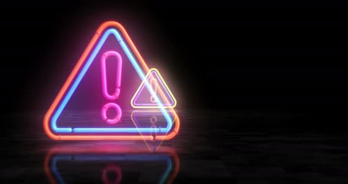 Alerta de vuelo 3D con símbolo de neón entre