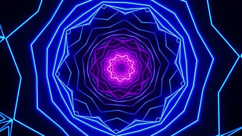 Blue and purple light tunnel. Kaleidoscope VJ loop