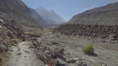 View of Gangotri-Gaumukh trek. Trek takes you to Gomukh (cows mouth)the mythological source of the R