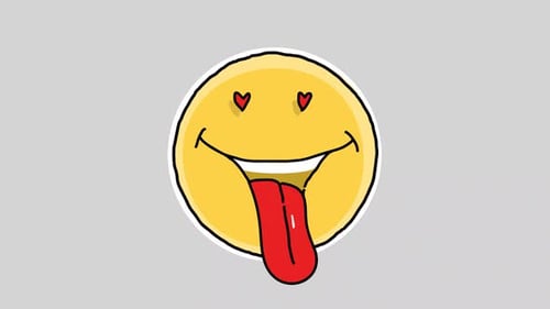 Hand-Drawn Love Emoji Animation with Sticking Out Tongue