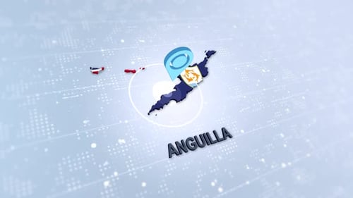 Anguilla Map and Flag Location Pinpoint Reveal
