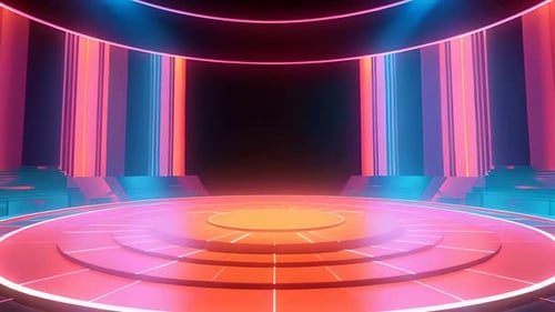 podium Futuristic showcase with platform for product displaying. Empty modern stage display