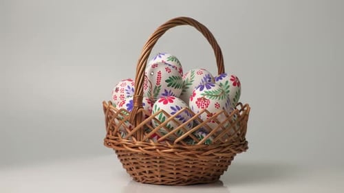 Basket Filled with Decorated Easter Eggs