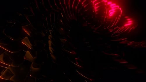 Abstract Sci-Fi Metallic Animation with Red Neon Lines