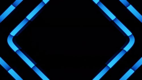 Blue Gradient Triangles Tubes Loop Animation on Black Background