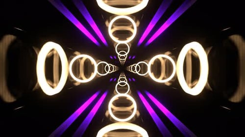 Light Yellow And Purple Fluorescent Abstract Tunnel Background Vj Loop In 4K