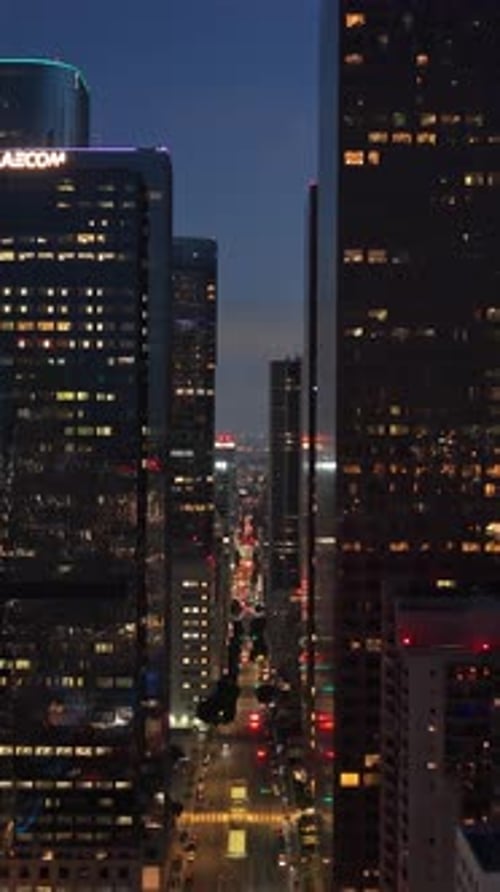 Downtown Los Angeles Skyscrapers and Urban Development at Twilight Showcasing Financial District