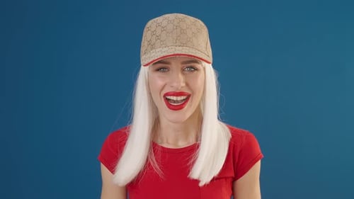 Surprised Lady is Saying Wow and Smiling on Green Screen Background