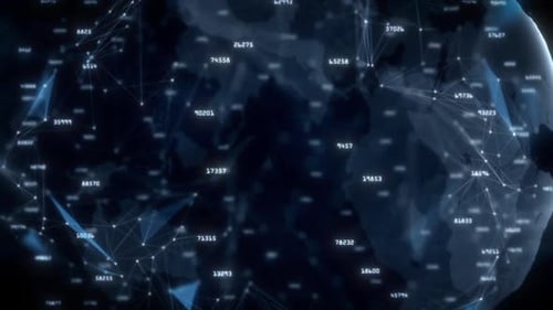Animated Futuristic Global Network with Digital Data