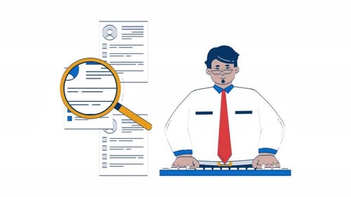 Animated Manager Typing and Reviewing Documents