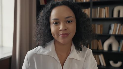 African American Girl Study with Books Happy Smiling Female Student College High School with