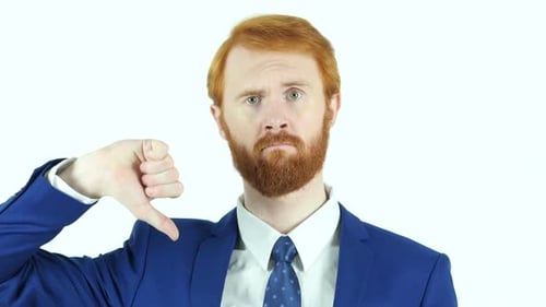 Red Haired Man Giving Thumbs Down Gesture