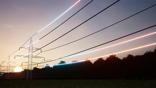 Glowing Digital Energy Flow along High Voltage Power Lines
