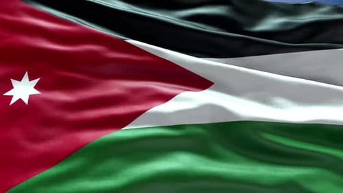 Realistic Jordan Flag Waving Seamless Loop Animation