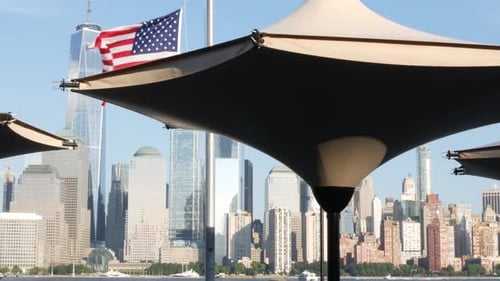 New York City Waterfront Skyline Manhattan Downtown Financial District World Trade Center Cityscape