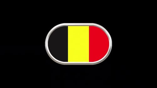 Rotating 3D Oval Belgium Flag Button Animation